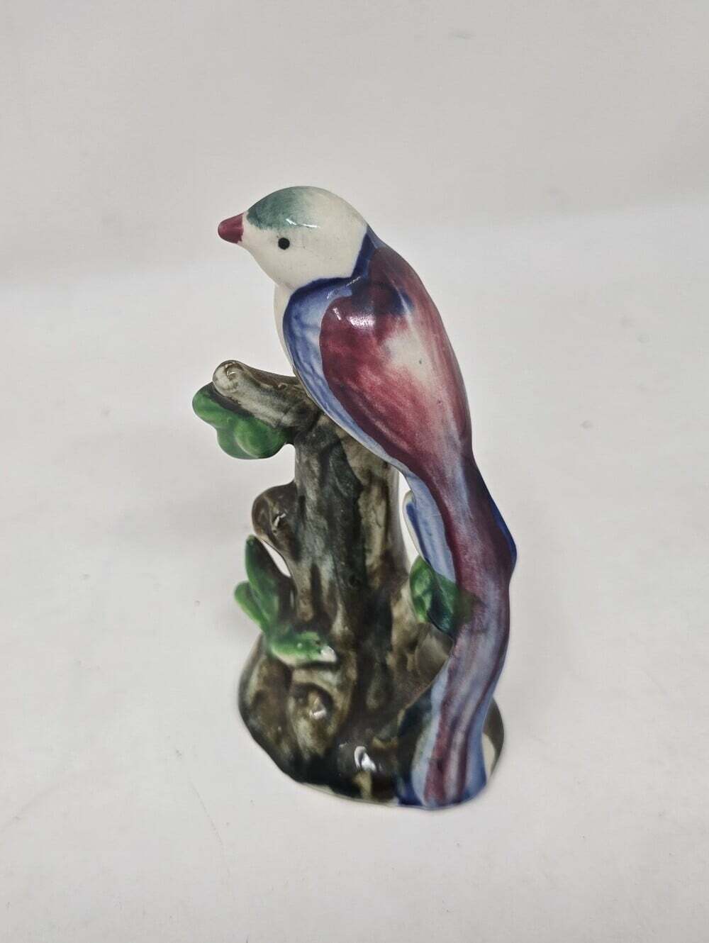 Vintage Tropical Bird on Stump Figurine Made in Japan Multi Color Ceramic MCM 5"